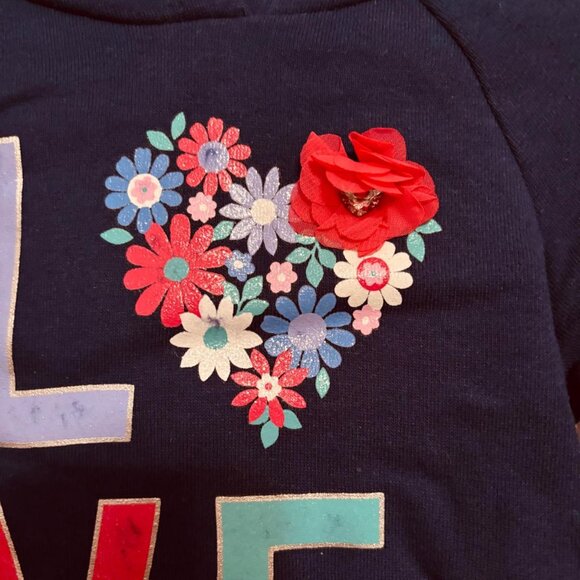 Kids Headquarters Girl Hoodie & Floral Leggings Outfit Set Navy 18M - Picture 5 of 7